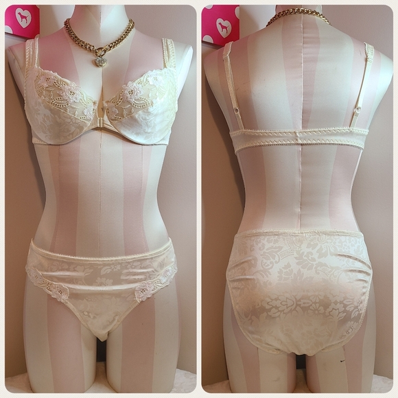 Rare VTG 80s Victoria's Secret Second Skin Satin Bra/ Panty Set Size 34C/med - Picture 1 of 8